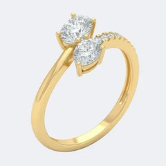 1.24TCW Pear & Oval & Round Cut White Moissanite Trendy Ring 10K Yellow Gold FN