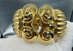 Vintage 80’s Hinged Clamper Gold-Tone Iconic Column Clamp Bracelet. Rare Find!