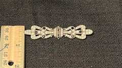 Antique Victorian Bar Brooch W/Black And Clear Rhinestones ~ Trombone Clasp