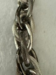 Vintage Silver Tone Chunky Mesh Link Necklace, Alternating Textured Oval Links