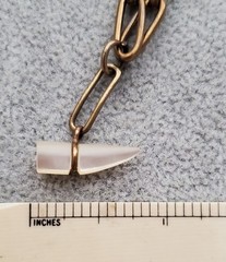 Antique Victorian Carved Horn Watch Chain Cornucopia Fob Charm Bracelet