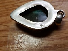 VINTAGE COLLECTABLE *STERLING SILVER 925* GENUINE STONE PENDANT 1.5″-