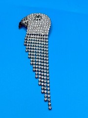 Estate Parrot Brooch Vintage Rhinestones White Green Black Book Piece