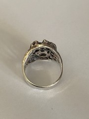 Vintage Men’s Sterling Silver Brutalist Tigers Eye Ring Modern Design Sz. 9.5″
