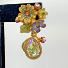 Vintage Jay Strongwater Flower Basket Dangle Rhinestone Statement Pin USA