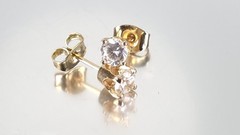 Vintage Estate 14K Solid Yellow Gold 0.5ct Cubic Zirconia Stud Earrings 4mm