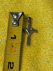 Vintage Stamped 12 925 China Sterling Silver Heart Wrapped Cross Pendant Charm