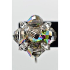 Vintage Clip On Crystal Earrings Watermelon Aurora Borealis Chrome 1950s BinBK