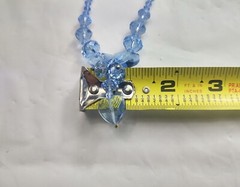 Vintage Beaded Necklace Light Blue Faceted Beads Hearts Magnetic Clasp Jewelry