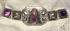 Antique Arts & Crafts 1908-1910 THEODOR FAHRNER Amethyst 935 Sterling Bracelet