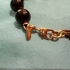 Monet Glass Bead Necklace Black Hand Knotted Gold Tone Clasp Vintage Signed J1