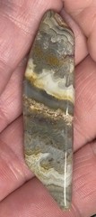 Agate Brooch Natural Stone Glossy Cream Gray Brown Tones 2 Inch