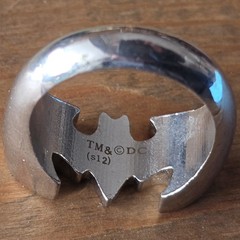 Vintage Batman Ring LOT Size 12 Silver Metal Band Symbol Stamped TM & DC Comics
