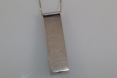 Vintage MCM Studio Artisan Cabochon Amethyst Pendant on Chain Sterling Silver