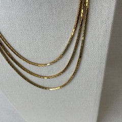 Vintage Monet Gold Tone 3-Strand Necklace Adjustable Length 16-18”