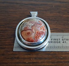Vintage Sterling Crazy Lace Agate Pendant 19grams See Pics/Description