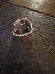 80s Vintage Grunge Goth Sparkly Silver Ring One Size Fits All