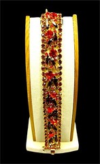 RARE JULIANA D&E GOLD-TONE ORANGE TOPAZ RHINESTONE STICKS & STONES BRACELET BOOK