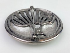TONA Vintage Silver Tone Round Large Pin Brooch Moon Face