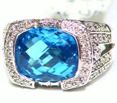 Victorian 14K Gold Natural Diamond Topaz Samuel B Benham BJC Designer Ring Deco