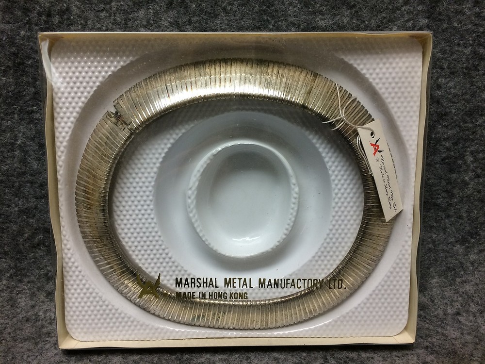 Vintage Silver Plated Choker Necklace Marshall Metal Mfg Wide Band New Old Stock