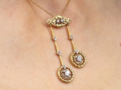 Antique 0.93Ct Diamond and 18k Yellow Gold Necklace Circa 1920