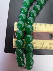 Jade Hand Strung Beaded Round 18″ Necklace Imperial Green Nephrite Claw Clasp