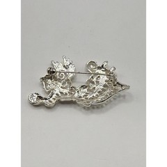Vintage Silver Tone Fairy Angel Brooch – Filigree Winged Figure