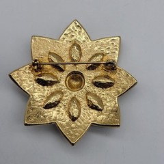 Beautiful bold rhinestone enamel flower burst brooch pin elegant formal Mother