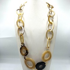 3 Natural Horn Necklaces Lot Organic Statement Black Cream Brown 26″ 36″ 44″