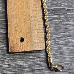 Gold Tone Rope Chain 15in Necklace Vintage Style Twisted Link – Unisex 3mm 15 in