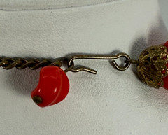 VTG Red Glass Bead Multi Strand Necklace Adjustable Length Estate Find