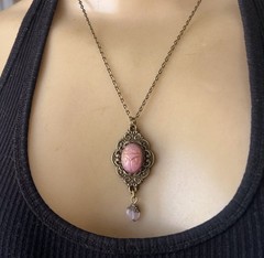 Vintage Scarab Necklace Egyptian Revival Pendant W/ Antique Celluloid Beetle