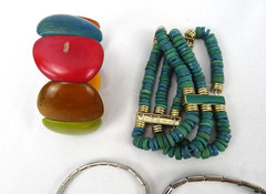 Lot of 7 Vintage Bracelets, 4 Stretch, 3 with a Clasp all wearable, Multi-colors
