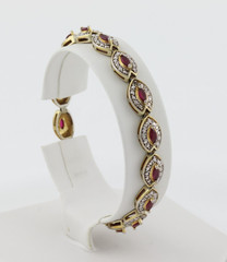 18k Gold Over Sterling Silver Lab Created 2 ct Ruby Tennis Bracelet 7 1/4″ inch