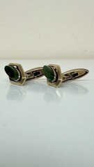 Vintage Soviet Sterling Silver 875 Nephritis, Jade Soviet Cufflinks