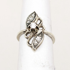Vintage Elegant RING Silver 925 with Chic Bright Stone -size: 6.75US (17mm) #123
