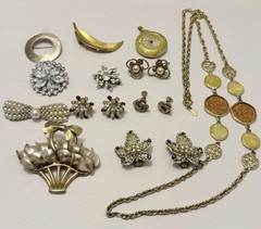 VTG Jewelry Lot MCM Fashion Mixed Brooch Necklace Earrings 1960’s 1970’s 1950’s