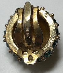VTG JOSEPH MAZER JOMAZ rhinestone Green SINGLE Earring CLIP-ON SIGNED