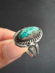Vintage Silver Native American Turquoise Ring Handmade Size 8.25 US