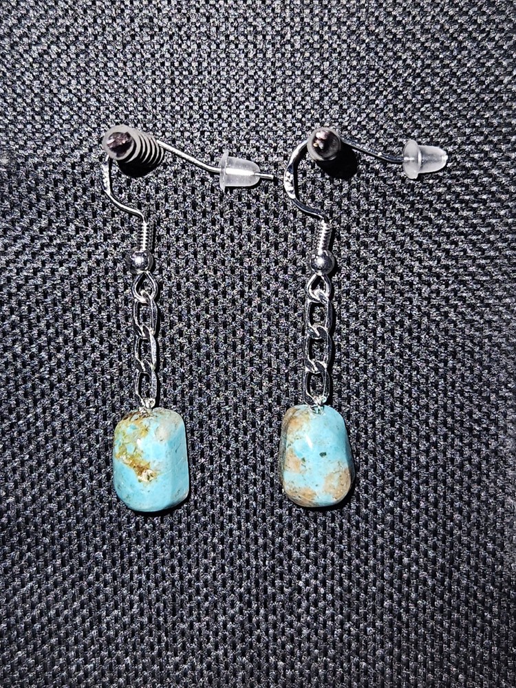 Beautiful Turquoise Earring Set – Bright Sky Blue – Handmade – 15.55 carats