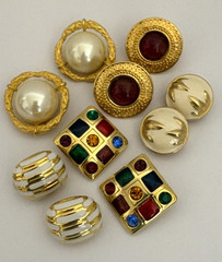 Vintage Jewelry Lot Gold Tone Clip On Earrings