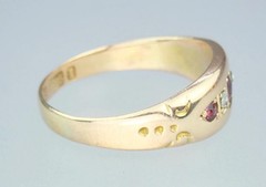 Lovely Antique Victorian Solid 15K Gold Ruby Diamond Gem Ring Chester 1892 5.75