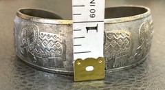 Vintage Silver Tone Tibetan Embossed Elephant Ethnic Tribal Boho Cuff Bracelet