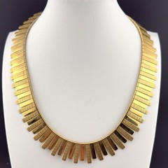Vintage Gold Tone Textured Collar Necklace Fringe 17 Inches Classic