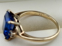 Vintage Kimberly 10K Gold, 3.7 ct Blue Tanzanite & Spinel Ring Size 6 – 2.7 gm