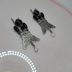 Vintage Butterfly Charm Earrings with Dangles Pierced Earrings