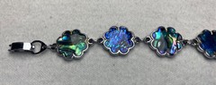 Vintage Abalone Shell Bracelet Flower Chain Iridescent Tropical Y2K 90s Jewelry
