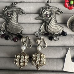 Vintage Earring Lot Signed Giovani Whiting & Davis More 15 pairs Cameo Pearl