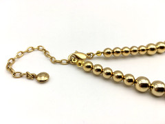 Vintage H Signed Bright GoldTone Metal Ball Beads Graduated Choker 14″ Necklace
